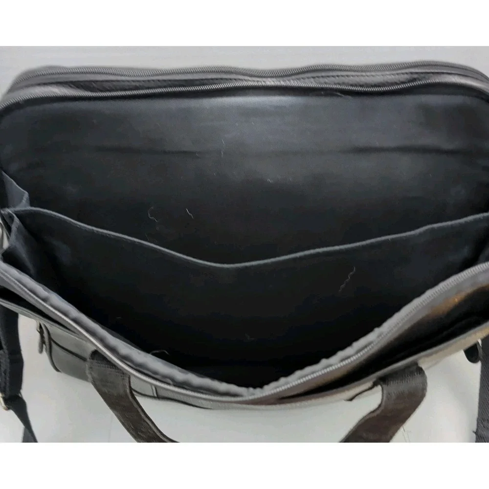 Vtg L.L. Bean Black Pebbled Leather Messenger Bag Satchel Casual Travel Laptop